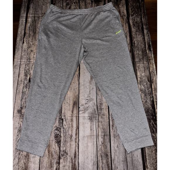 NEW Asics Jogger Sweatpants Fleece Mens 2XL Drawstring Gray MSRP $50 - Picture 1 of 7